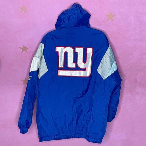 REEBOK New York Giants Vintage 90s Pullover HOODIE Puffer Jacket Coat Medium - Picture 2 of 14